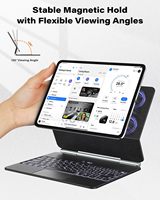 REXIAO iPad Pro 13 pouces (2024 M4) Nouveau clavier mécanique magnétique sans fil ultra-fin étanche avec mécanisme à ciseaux