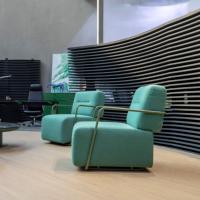 Ensemble de canapés de réception de bureau en velours italien moderne, écologique, avec structure métallique, pour usage domestique et commercial contemporain