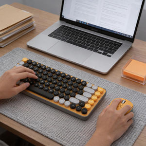 Wireless Dual mode <b>Keyboard</b> Mouse Combo 85 Keys English Ultra Thin With Multimedia Function Keys For Home Office Use - Product Image 3