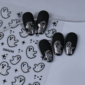 Pegatinas <span class=keywords><strong>de</strong></span> Uñas con Purpurina Plateada <span class=keywords><strong>de</strong></span> Fantasmas para Halloween 2026, Calcomanías <span class=keywords><strong>de</strong></span> Uñas con Diseños <span class=keywords><strong>de</strong></span> Fantasmas, Telarañas, Calabazas y Estrellas - Product Image 4