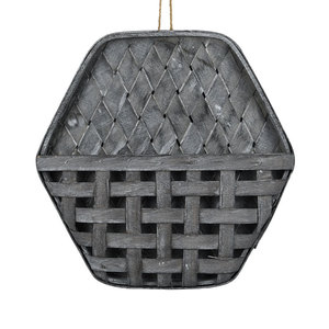 Hexagonal Wooden <b>Wall</b>-Mounted <b>Storage</b> Basket Brown Polygonal <b>Hanging</b> Decor For Home Interior Use - Product Image 4