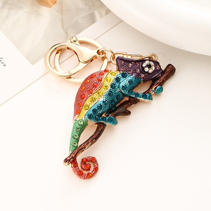 Lüks mikro açacağı kübik kristal <span class=keywords><strong>Gecko</strong></span> anahtarlık okul çantası için renkli hayvan kertenkele kolye anahtarlık - Product Image 4