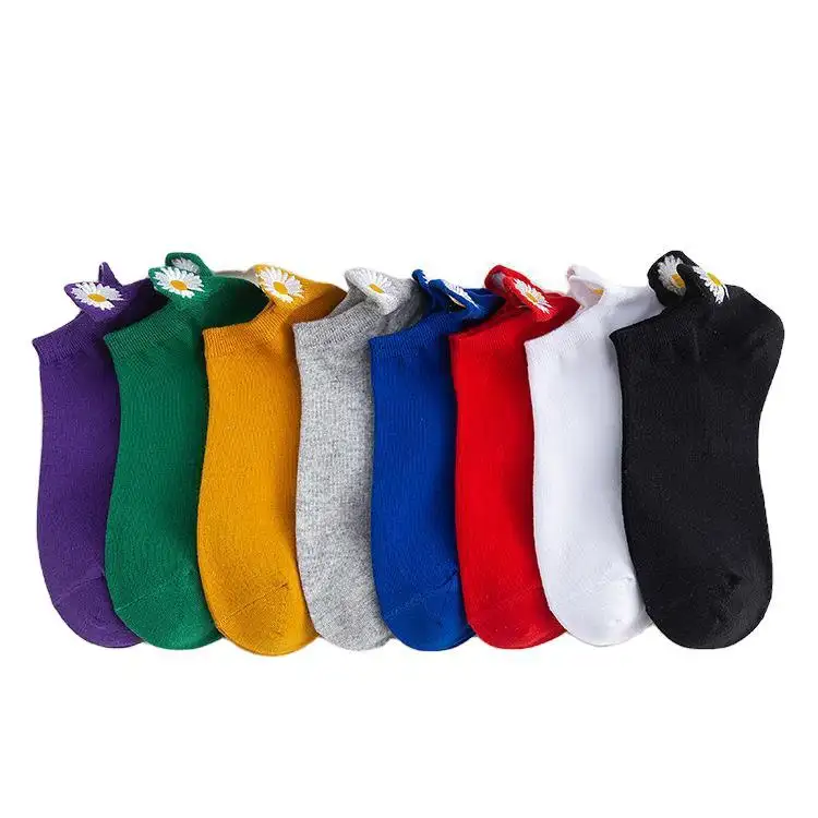 Jingwen OEM-calcetines de corte bajo para mujer, coupé, Basse, Little Daisy, algodón