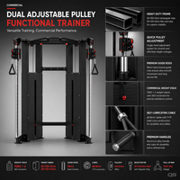 Appareil de musculation multifonctionnel commercial à double poulie réglable avec structure en bois de chêne, pile de poids de 140 kg, crossover de luxe pour salle de sport