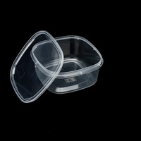 Boîte en plastique transparente carrée en PP recyclable avec logo personnalisé, épaisseur 1-2 mm, pour l'emballage en vrac de fruits, de collations, de bonbons, de biscuits et d'aliments