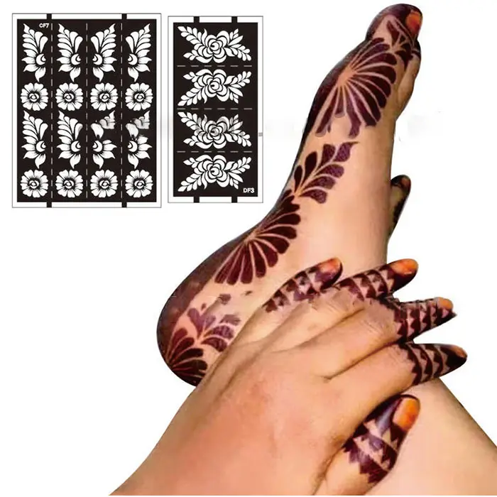 Individueller Großhandelspreis DIY henne pied et hauptdesign blumen mehndi tattoo aufkleber designs