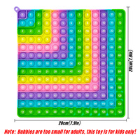 Vente en gros 12x12 Multiplication Math Games Board Times Table Learning Silicone Bubble Pop Fidget Jouets éducatifs Certifié ASTM