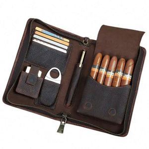 Échantillon gratuit : Étui multifonctionnel pour homme, 5 pièces, avec porte-monnaie, porte-cartes, coupe-cigares et briquet / Étui à cigares - Product Image 1