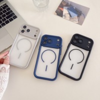 Étui de téléphone magnétique transparent deux-en-un de luxe pour iPhone 11 12 13 14 15 16 17 Pro Max Plus Air Bumper Coque arrière