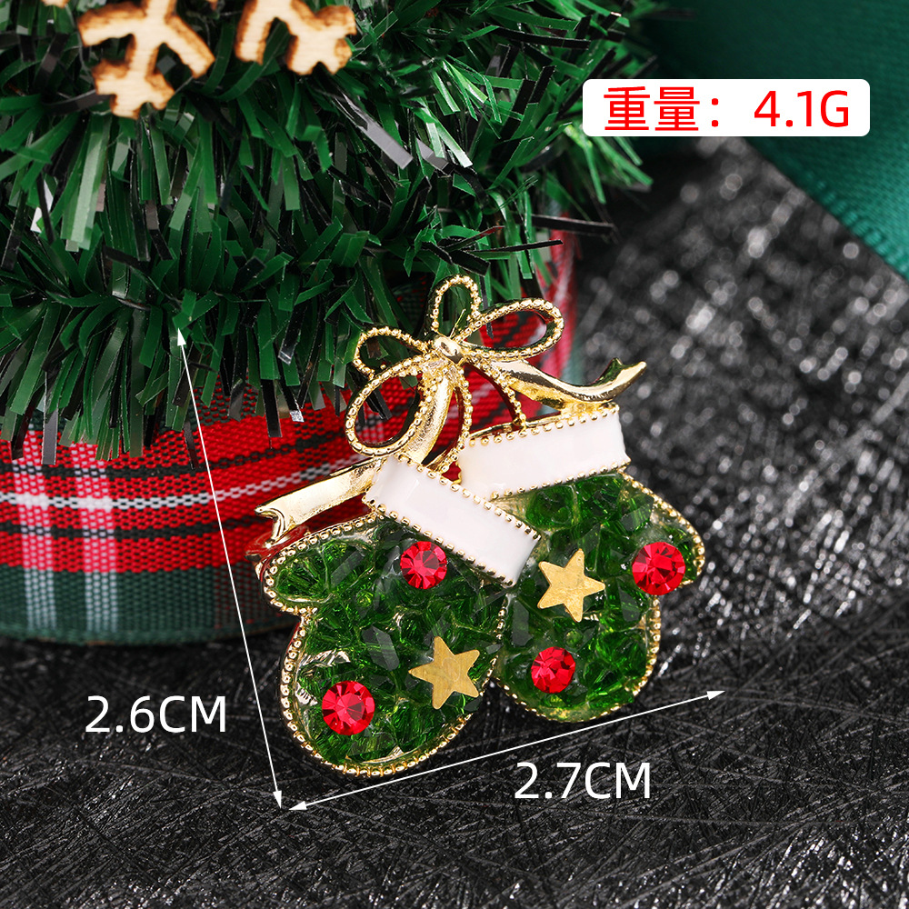 Gants de Noël, verts (longueur 2,6 cm ; largeur 2,8 cm ; poids 5,6 g)