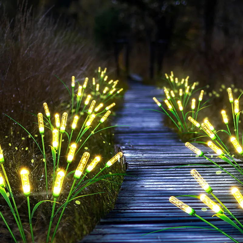 Outdoor Zonne-Energie Kanaal Licht Waterdicht 5/6 Led Aangedreven Swing Reed Solar Firefly Tuinlicht