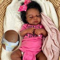 Poupée Reborn Afro-Américaine Noire de 20 Pouces, Peau Foncée Réaliste, Nouveau-né, Bébé, Peinte à la Main, Réaliste, Cadeau de Collection