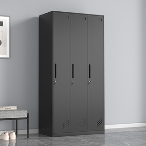 <span class=keywords><strong>Armario</strong></span> Metálico Negro de 3 Puertas, <span class=keywords><strong>Armario</strong></span> de Almacenamiento de Acero con <span class=keywords><strong>Espejo</strong></span> y Cerradura, Organizador de Ropa para Gimnasio, Escuela, Fábrica - Product Image 1