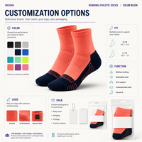 Chaussettes de course athlétiques à blocs de couleurs pour équipes, marque privée avec contrôle qualité et spécifications