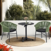 Fauteuil de jardin en corde tressée avec structure en aluminium, coussin et dossier hydrofuges, chaise de terrasse extérieure