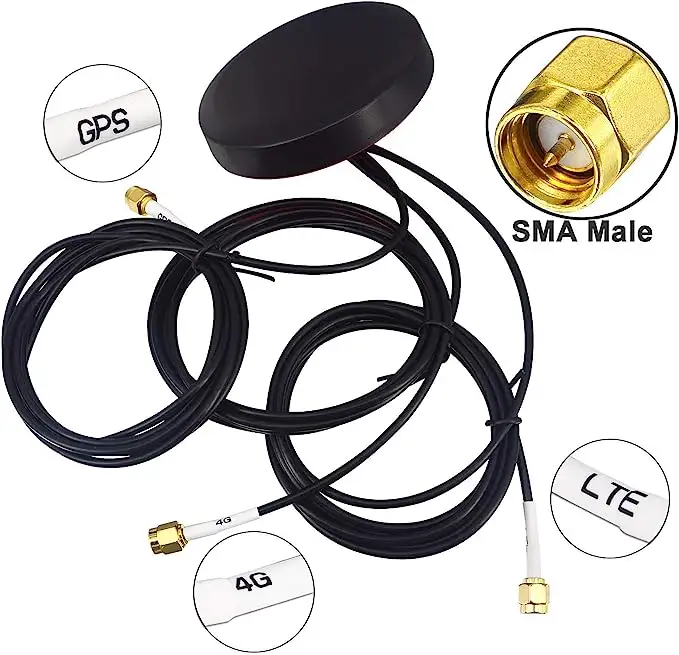 Antena de montaje adhesivo magnético Antena WiFi triple Unidad principal de navegación Telemática para automóvil 3 en 1 Antena GPS 4G LTE