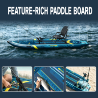 NOUVEAU Kayak de pêche gonflable à pédales 11'6'' pour 2 personnes, bateau de pêche sportive en plastique Drop Stitch, planche à pagaie SUP