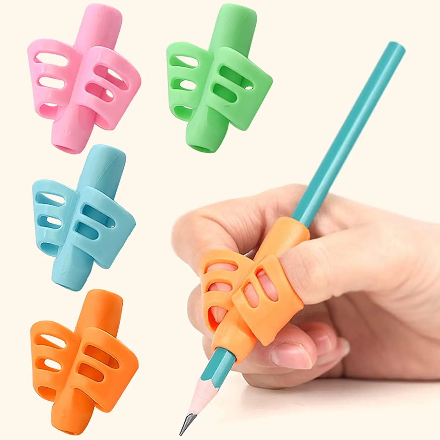 Matita per bambini a due dita in Silicone colorato per bambini, matita per pinze per scrittura a mano per studenti in età prescolare