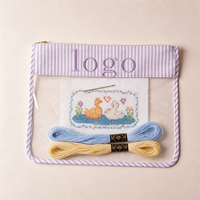 Sac de rangement transparent JOYSUN multi-tailles en PVC pour projets de couture, broderie et point de croix, pochette zippée pour organisateur de projets DIY