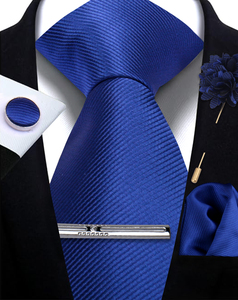 Conjunto de <span class=keywords><strong>Corbata</strong></span> Personalizada con Logotipo para Hombre, Conjuntos de <span class=keywords><strong>Corbata</strong></span> Multicolores, Corbatas Lisas Azul Cielo y Juego de Gemelos y Broches para Hombre - Product Image 4
