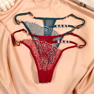 2026 Intimo <span class=keywords><strong>da</strong></span> donna di alta qualità in pizzo, con taglio a V e perizoma, a vita alta, con dettagli traforati, seducente e regolabile - Product Image 2
