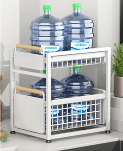 Estante de almacenamiento multifuncional para el hogar, 2 niveles con cesta deslizante, organizador de artículos diversos, contenedor debajo de los organizadores del fregadero - Product Image 4