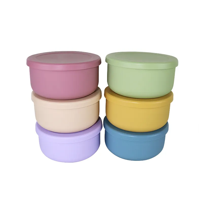 Multi Colors Option Insulated Food Storage Bowls With Lids Silicone Collapsible Food Storage Container Silicone Lunch Boxes