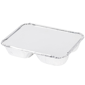 3 <strong>Compartment</strong> 8582 8567 Silver Disposable <strong>Aluminum</strong> <strong>Foil</strong> Container Disposable <strong>Aluminum</strong> <strong>Tray</strong> with Lid for Restaurant - Product Image 5