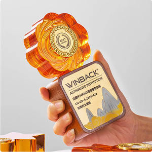 Solid Wood Crystal Glass <b>Trophy</b> Award <b>Plaque</b> Engraved For Conference Decoration Freestanding Curve Shape - Product Image 3