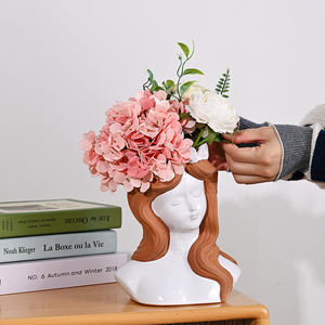 Fille <span class=keywords><strong>visage</strong></span> <span class=keywords><strong>Pot</strong></span> de fleur tête jardinière <span class=keywords><strong>Pot</strong></span> succulente <span class=keywords><strong>terre</strong></span> <span class=keywords><strong>cuite</strong></span> rouge et blanc Vases artificiels pour fleurs décoration de la maison - Product Image 4