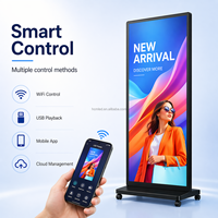 Écran LED Miroir Intelligent 4G Wi-Fi Haute Fréquence de Rafraîchissement, Contrôle Wi-Fi, Affichage Intérieur 1.53mm P2.5 640*1920mm, Type Poster, sur Pied
