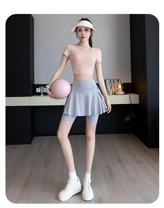 Falda pantalón de compresión Maidoli para mujer, de poliéster, con efecto de dos piezas, bolsillo trasero y pantalones cortos de seguridad, ideal para tenis, yoga y ciclismo. - Product Image 2