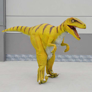 Costume de dinosaure Velociraptor jaune CET Zigong avec design de pattes cachées, tailles personnalisables pour écoles, centres commerciaux, parcs d'aventure et activités en plein air - Product Image 1