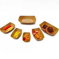Barquettes alimentaires jetables en papier kraft résistant à la graisse |   Logo personnalisé pour les nouilles, la poulet frit et les frites |   Restaurant à domicile