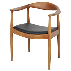 Cadeira de madeira de madeira e couro moderno estilo para sala de conferência e sala de jantar