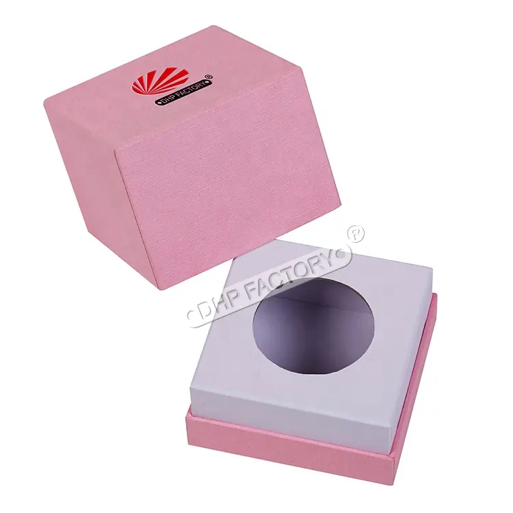Tapa de papel de bomba de baño de alta calidad, embalaje personalizado, caja de papel rosa con espuma circular en el interior, venta al por mayor