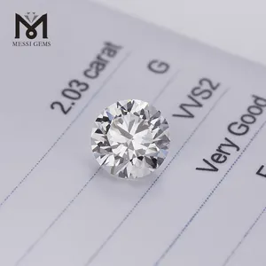 Excellent Brilliant Cut Synthetic Lab Grown Diamond 2 Carat G VVS CVD Diamond Price Per Carat