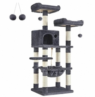 Fabricant de tour d'arbre à chat en peluche gris foncé de luxe sur mesure grattoir pour chats modernes vente en gros