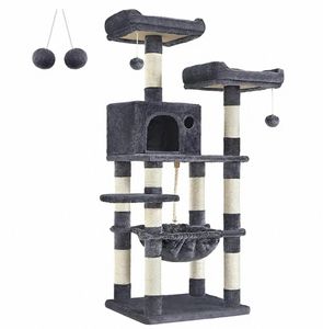 Fabricante personalizado de lujo gris oscuro gato de peluche árbol <span class=keywords><strong>torre</strong></span> resistente alto superventas raspador para <span class=keywords><strong>gatos</strong></span> modernos al por mayor - Product Image 1