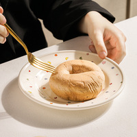 Ensemble d'assiettes en céramique créatives style Instagram - Esthétique haut de gamme pour la maison - Plateau pour petit-déjeuner/dessert - Compatible micro-ondes - Motif dessin animé