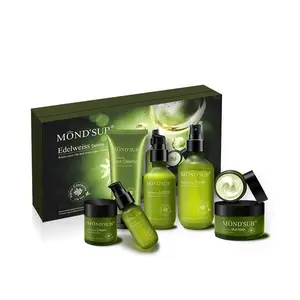 OEM natural Moisturizing edelweiss facial skin care set include face toner serum cream cleanser mud mask from manufacturer