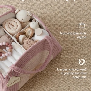 Cesta personalizada para pañales de bebé con diseño de arcoíris, cesta para recién nacidos, cesta para guardar biberones, bolso de viaje para mamá - Product Image 1