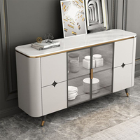 Meja Buffet Kaki Stainless Steel Modern untuk Ruang Tamu, Lemari Samping Ruang Makan, Perabot Rumah dan Hotel