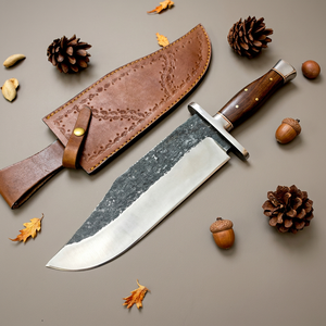 Couteau de survie et de combat à lame droite en acier au carbone, manche en bois, fait main, pour l'extérieur, avec étui, OEM - Product Image 1