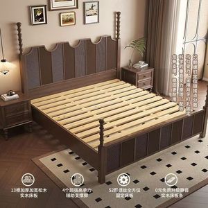 French Retro Wooden Bed <b>Poster</b> Hand Carved Double Size Bedroom Furniture - Product Image 2