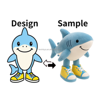 Requin en peluche de dessin animé personnalisé en peluche avec chaussures OEM mignon animal en peluche jouets pour enfants, cadeau de requin doux promotionnel