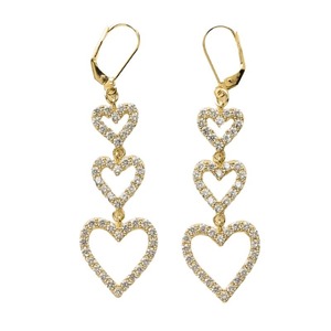 Women's Heart Drop Earrings Micro Pave Cubic Zirconia Evening Dress Fashion Jewelry - Product Image 1