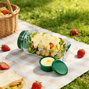 New Food Grade <b>Plastic</b> Portable Leakproof Salad Pod <b>Jar</b> Seasoning Layer <b>Mason</b> <b>Jar</b> With Lid - Product Image 6