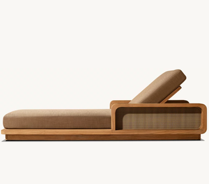 Chaise longue d'extérieur moderne pour villa, chaise longue confortable en teck pour hôtel, chaise longue de piscine pour complexe hôtelier, mobilier de plage - Product Image 3
