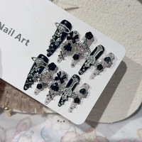 Poudre à ongles prédécoupée en vrac, noire, style japonais Dark 40, pour manucure fine, longue et pointue, pour femmes audacieuses.